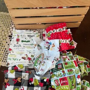 Dr. Seuss Red and Green Christmas Cotton fabric patches